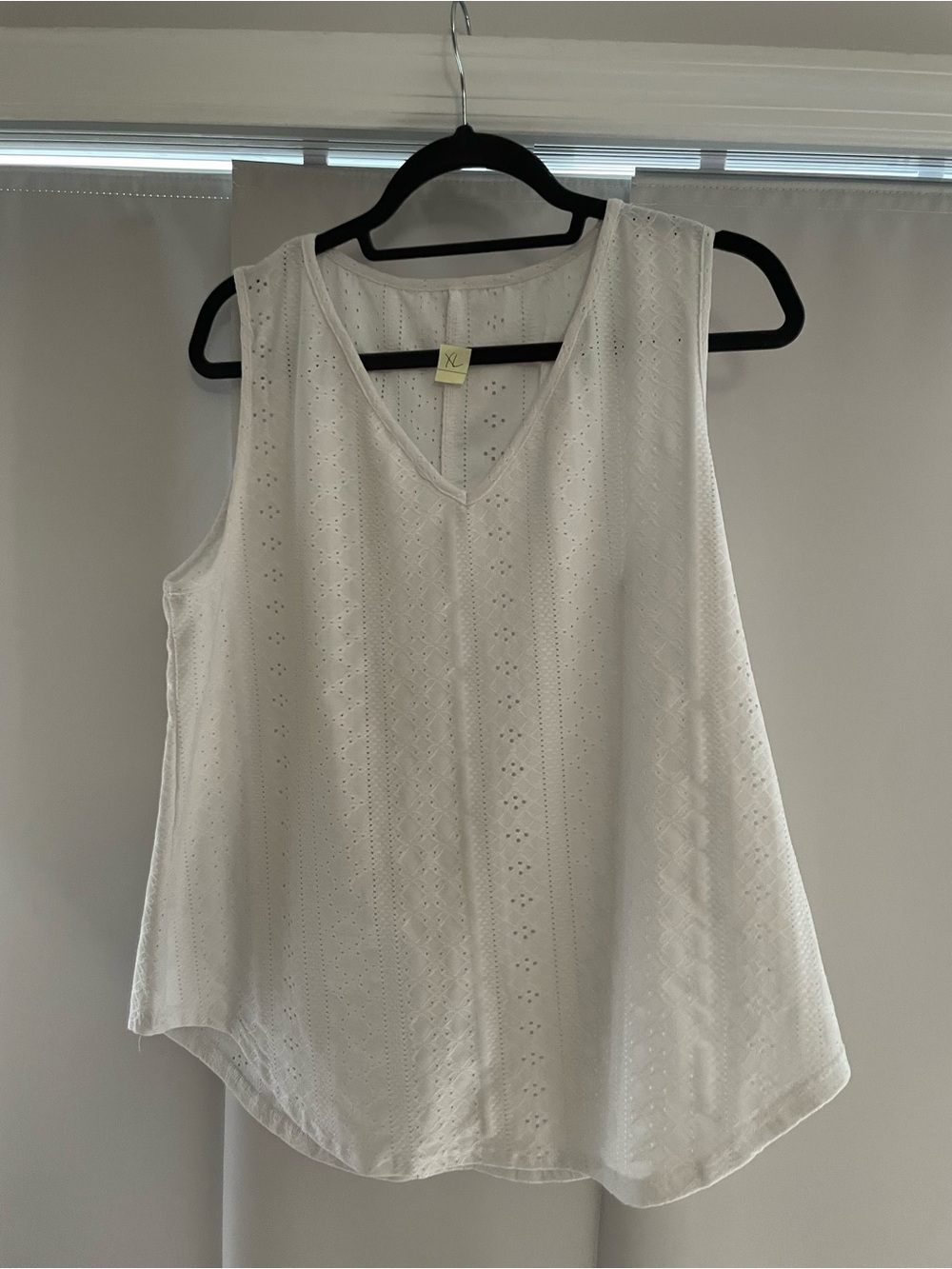White Eyelet V-Neck Sleeveless Top